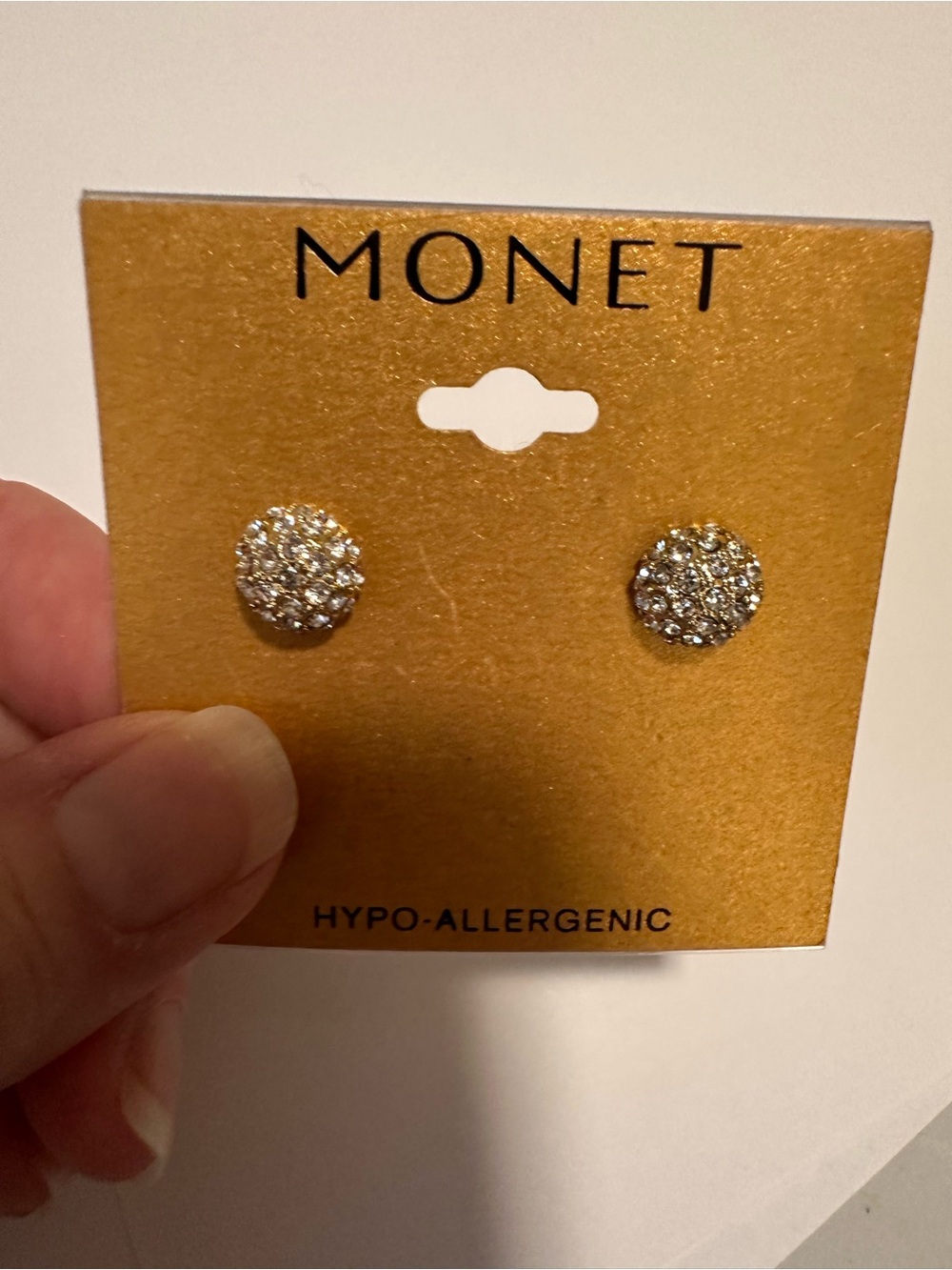 MONET Silver-Tone Pavé Crystal Stud Huggie Earrings